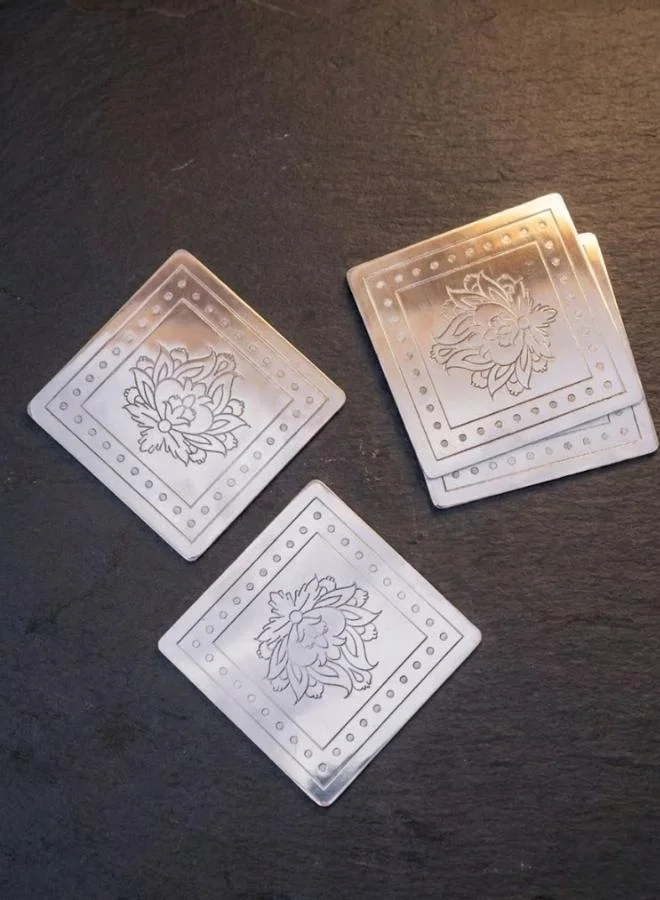 Casa Quesera  Square Amara silver , Brass Coasters, set of four  | Best Price UAE